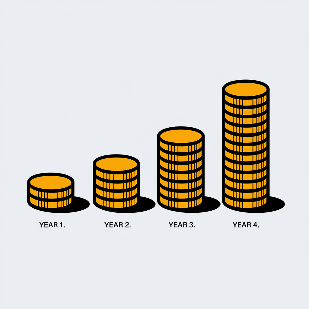 Compounding Interest shown as an image or raising coins