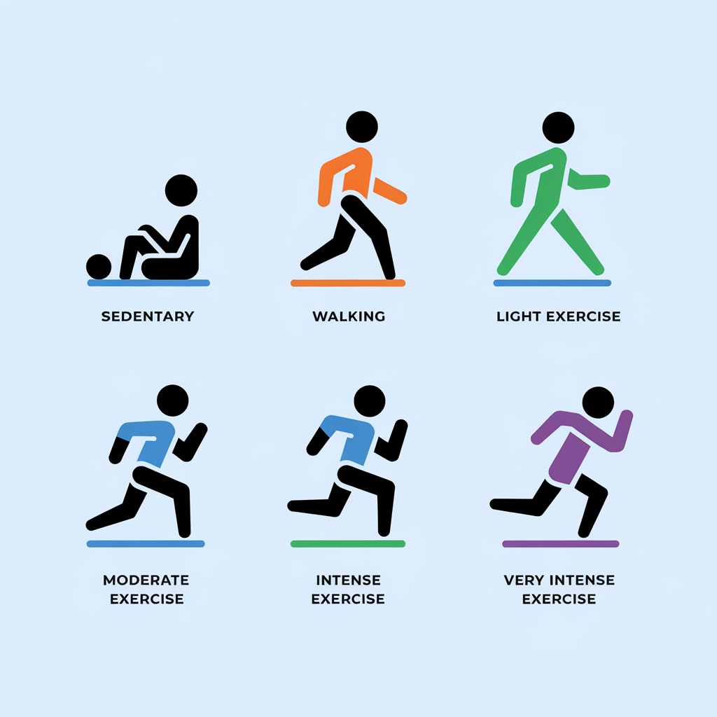 Excercise Level from Sedentary to Very Intense