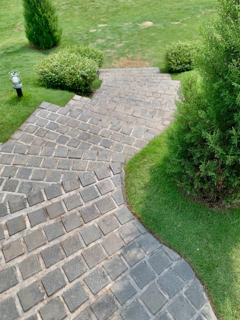 brick steps leading to garden