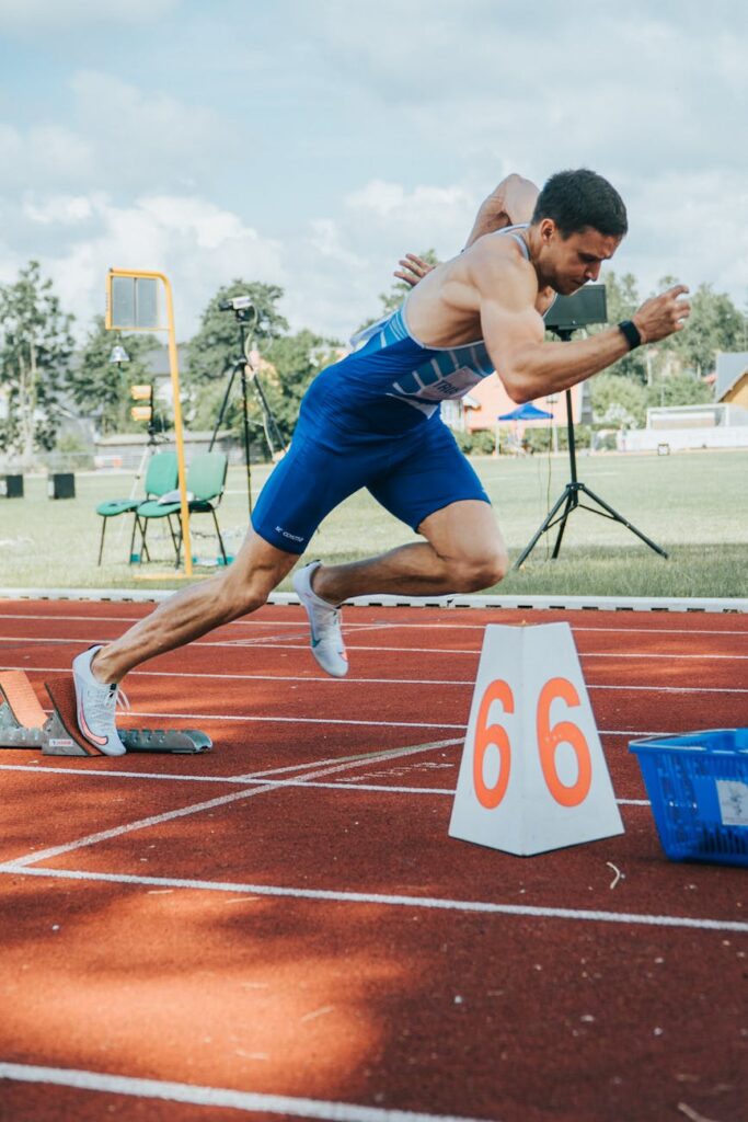 runner at start at stadium